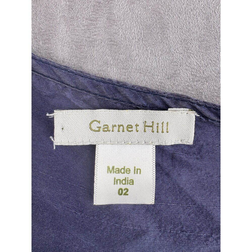 Garnet Hill Silk Ombre Midi Dress V-Neck Tie Waist Size 2 - Picture 4 of 10